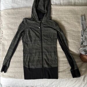 Gray and Black Hooded Jacket